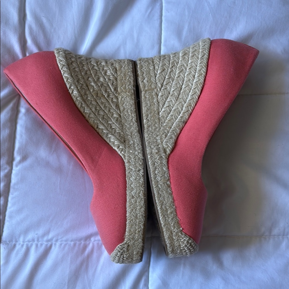 J. CREW Wedge Espadrilles Coral Salmon Wom 7.5 Resortwear